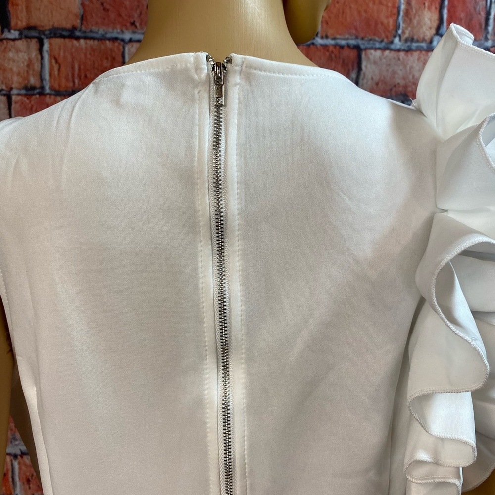 Eien Side Ruffle Plus Size White Dress - Picture 10 of 15